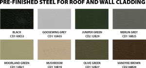 pre-finished cladding colours